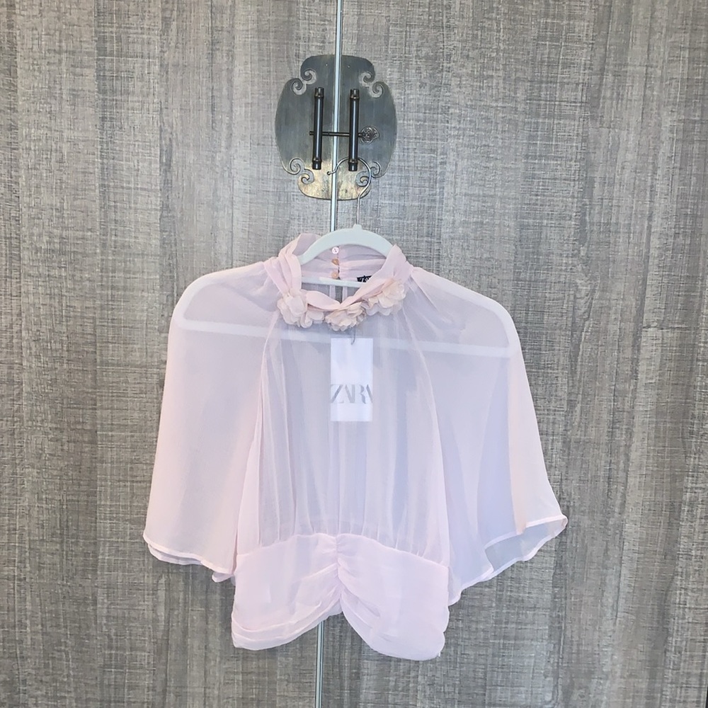 Zara Dusty Rose Floral Blouse